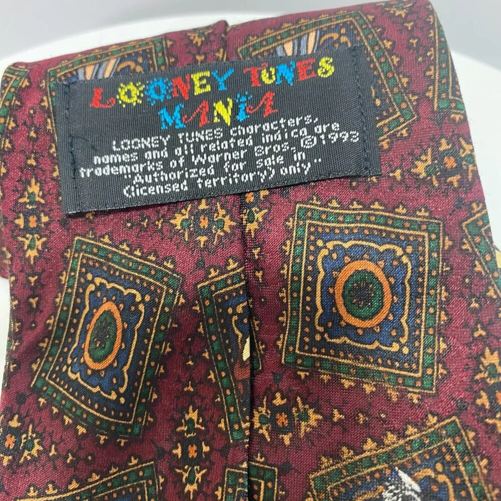 Vintage Looney Tunes Mania Nostalgia Martian Stamp Necktie Tie Mens 57
